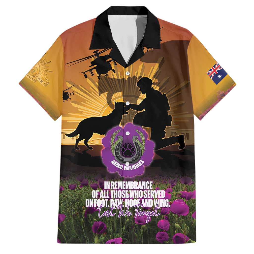 Animal War Heroes Australia ANZAC Day Family Matching Off The Shoulder Long Sleeve Dress and Hawaiian Shirt We Will Always Remember Them