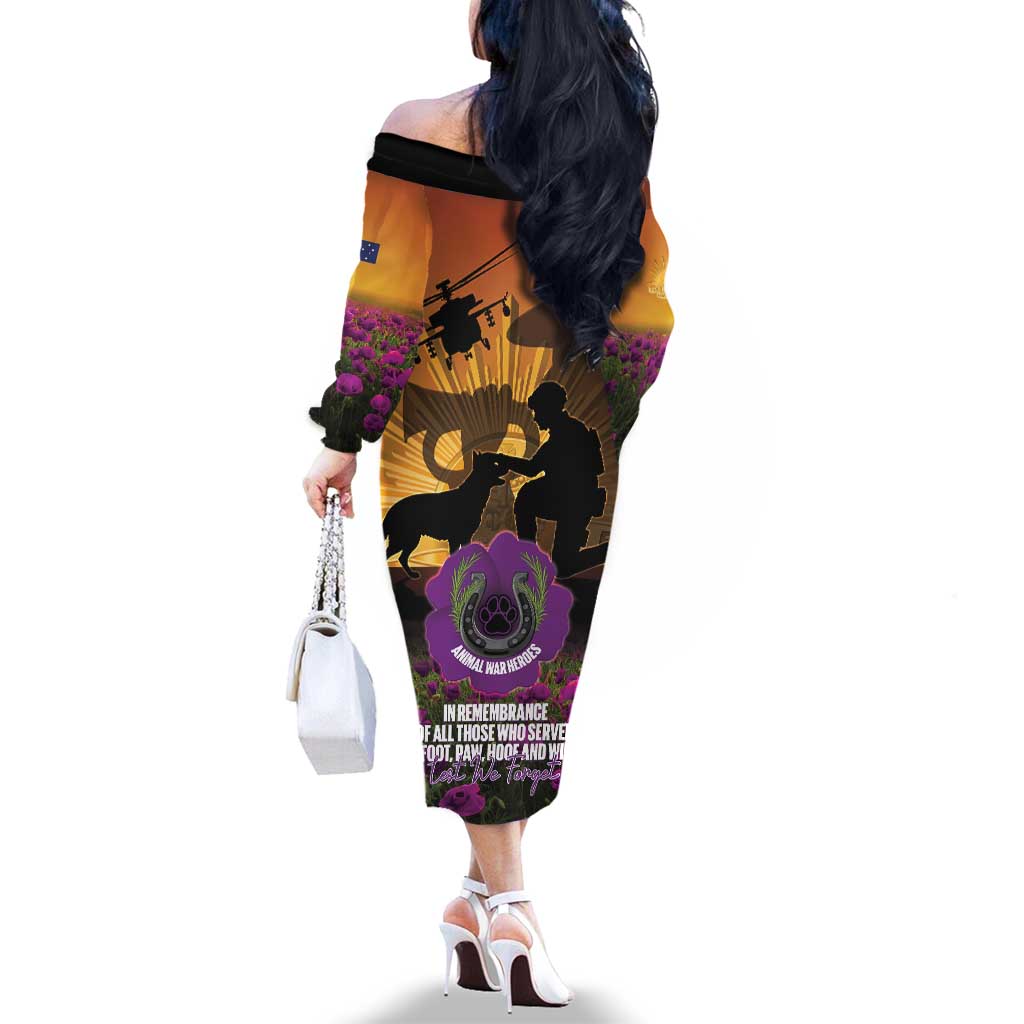 Animal War Heroes Australia ANZAC Day Family Matching Off The Shoulder Long Sleeve Dress and Hawaiian Shirt We Will Always Remember Them