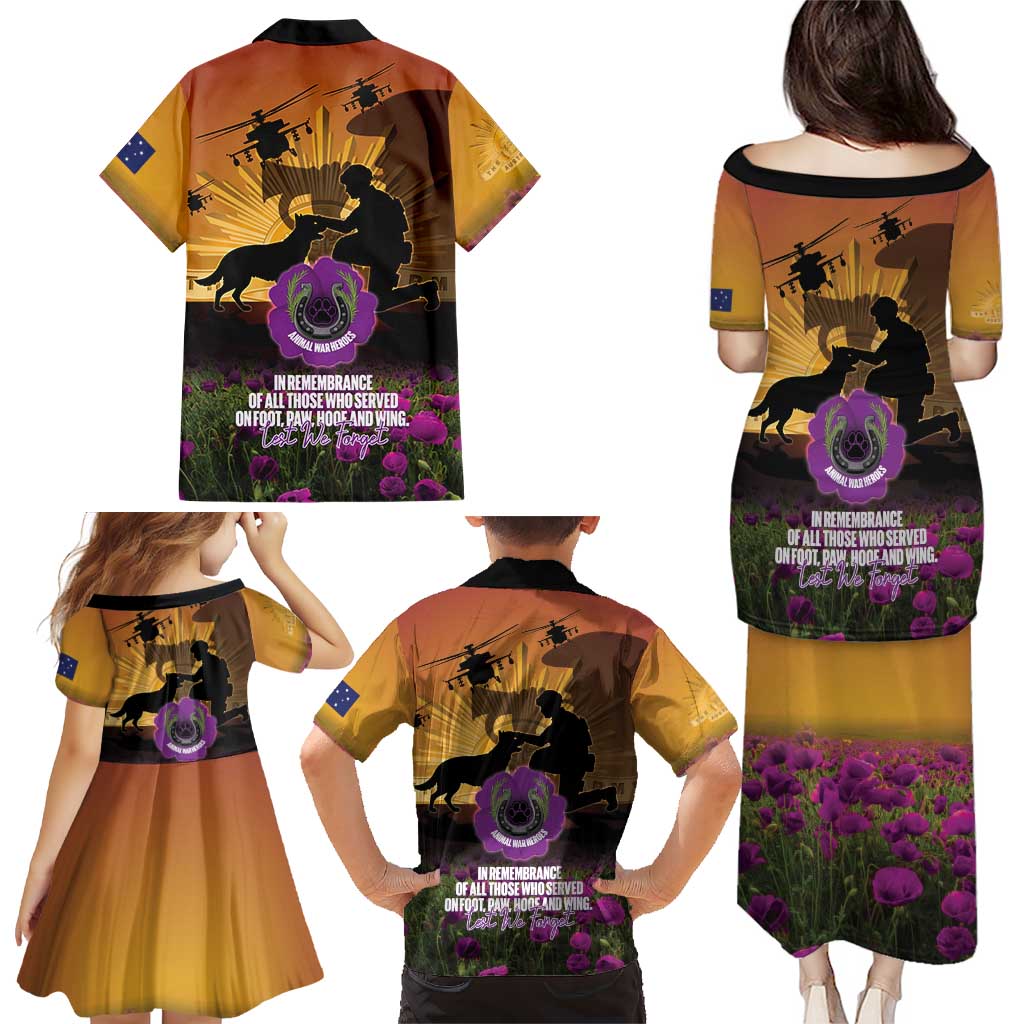 Animal War Heroes Australia ANZAC Day Family Matching Puletasi and Hawaiian Shirt We Will Always Remember Them