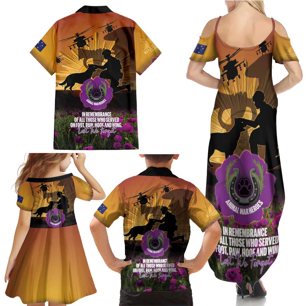 Animal War Heroes Australia ANZAC Day Family Matching Summer Maxi Dress and Hawaiian Shirt We Will Always Remember Them