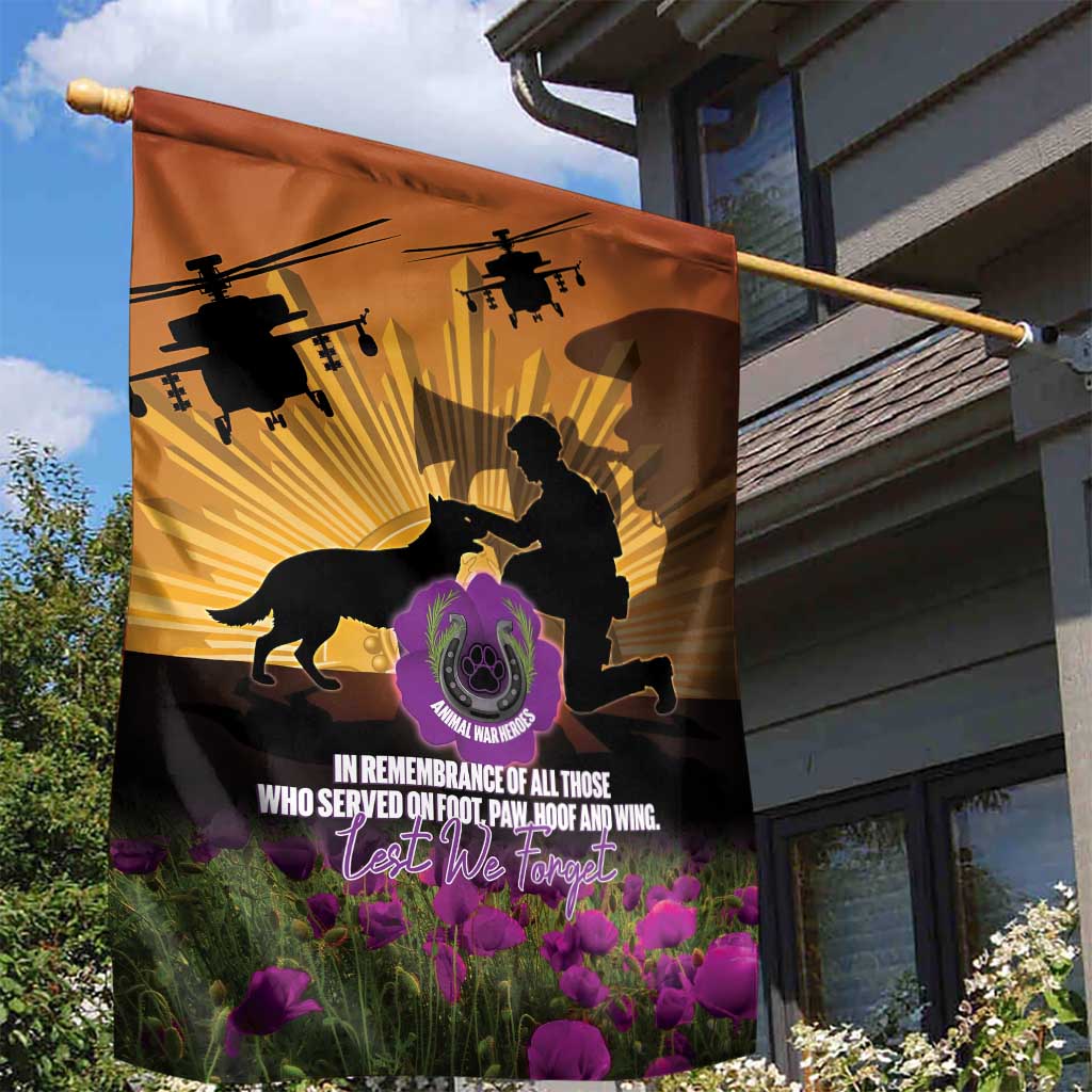 Animal War Heroes Australia ANZAC Day Garden Flag We Will Always Remember Them