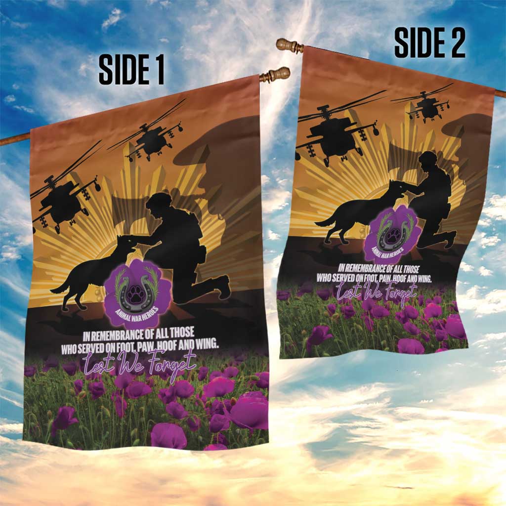 Animal War Heroes Australia ANZAC Day Garden Flag We Will Always Remember Them