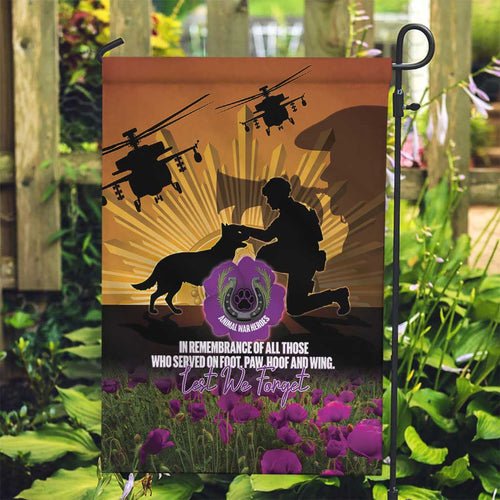 Animal War Heroes Australia ANZAC Day Garden Flag We Will Always Remember Them