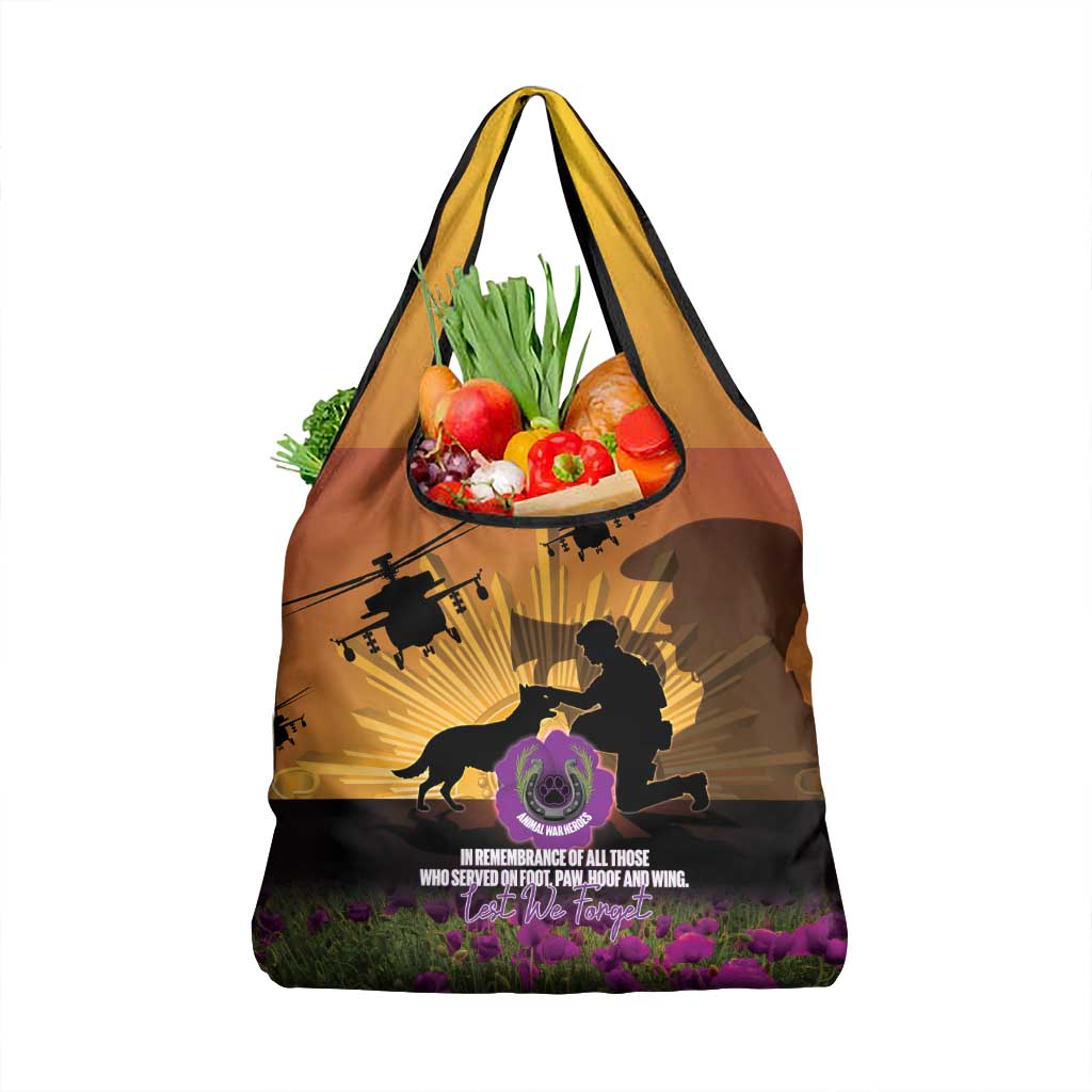 Animal War Heroes Australia ANZAC Day Grocery Bag We Will Always Remember Them