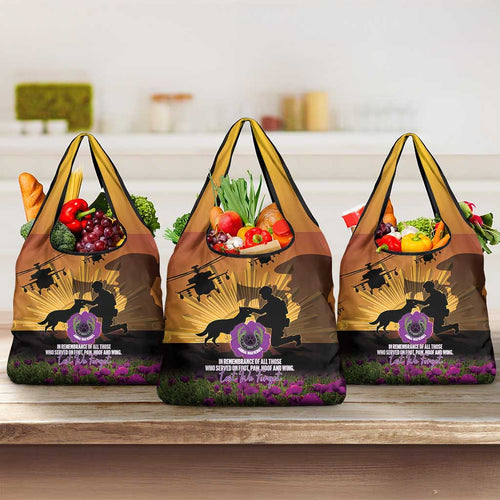 Animal War Heroes Australia ANZAC Day Grocery Bag We Will Always Remember Them