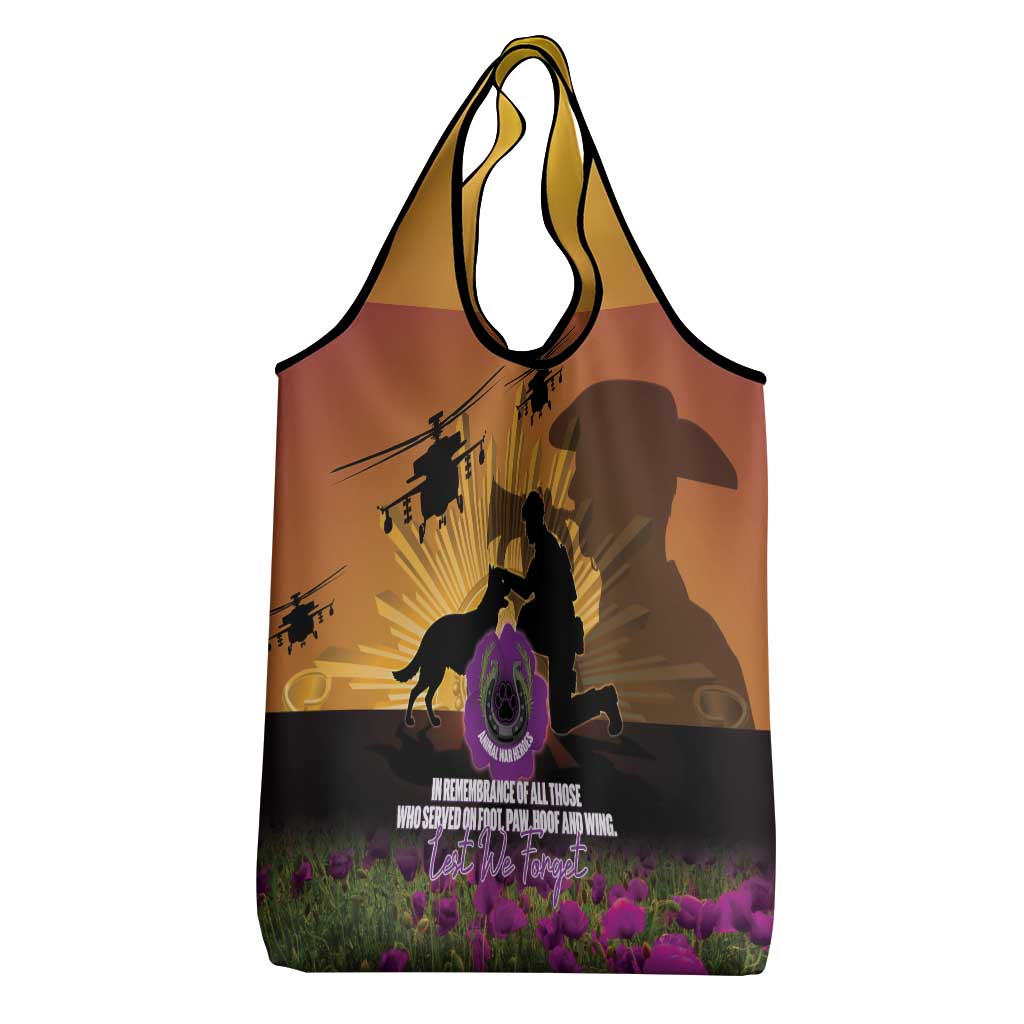 Animal War Heroes Australia ANZAC Day Grocery Bag We Will Always Remember Them