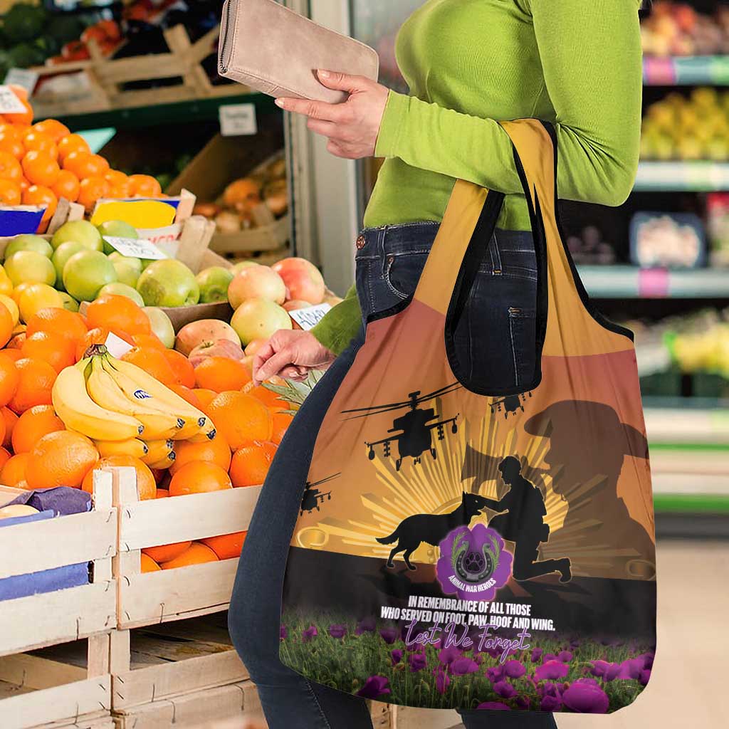 Animal War Heroes Australia ANZAC Day Grocery Bag We Will Always Remember Them