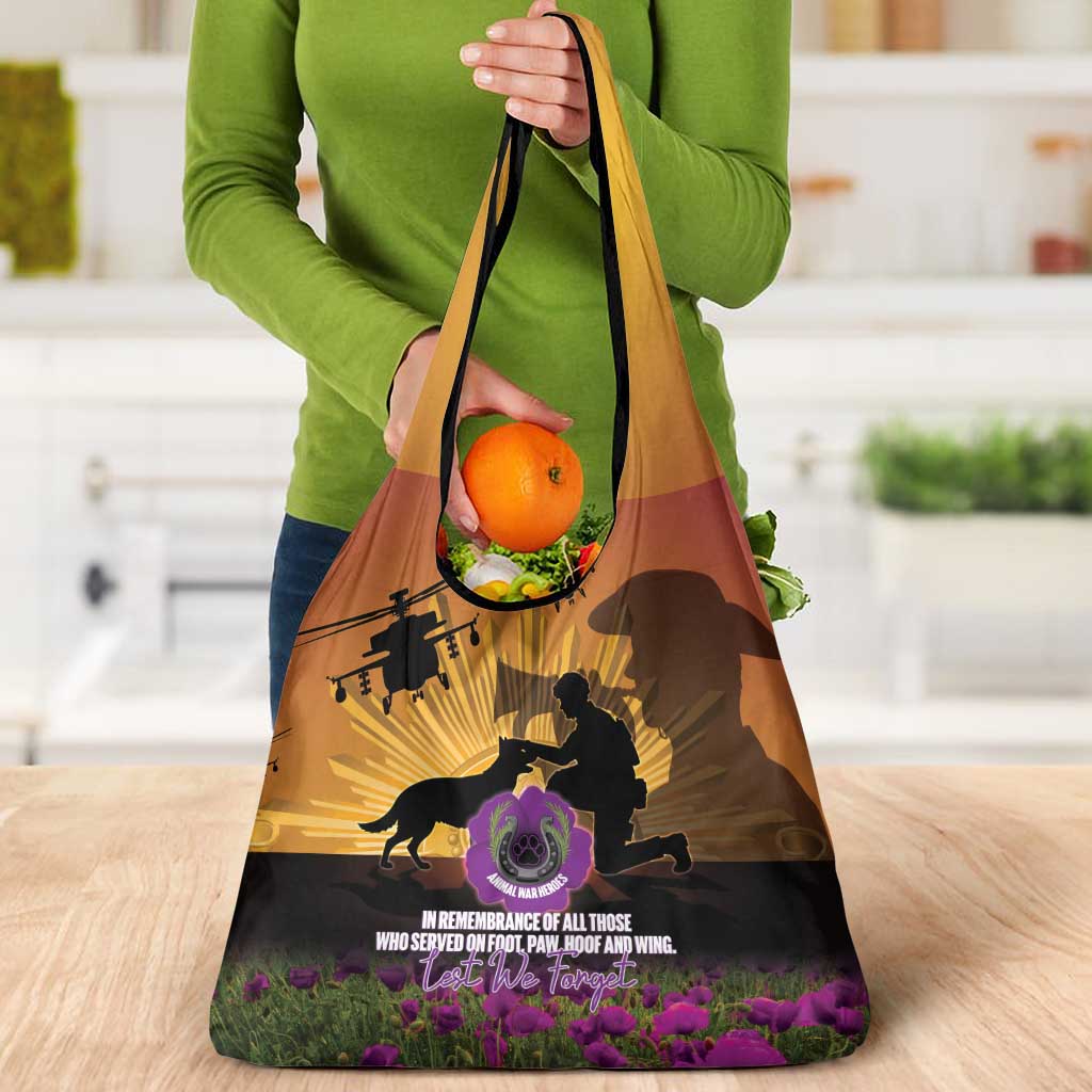 Animal War Heroes Australia ANZAC Day Grocery Bag We Will Always Remember Them