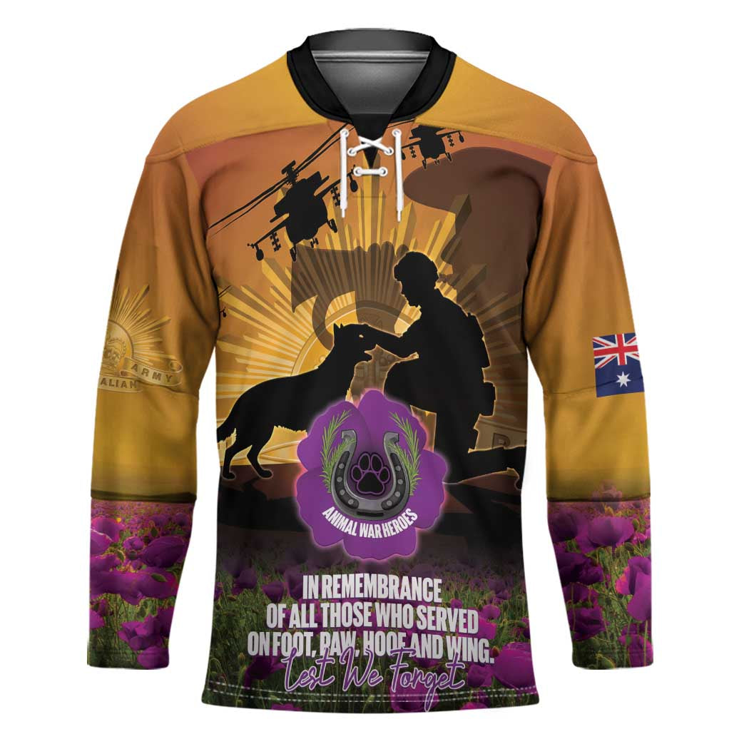 Animal War Heroes Australia ANZAC Day Hockey Jersey We Will Always Remember Them