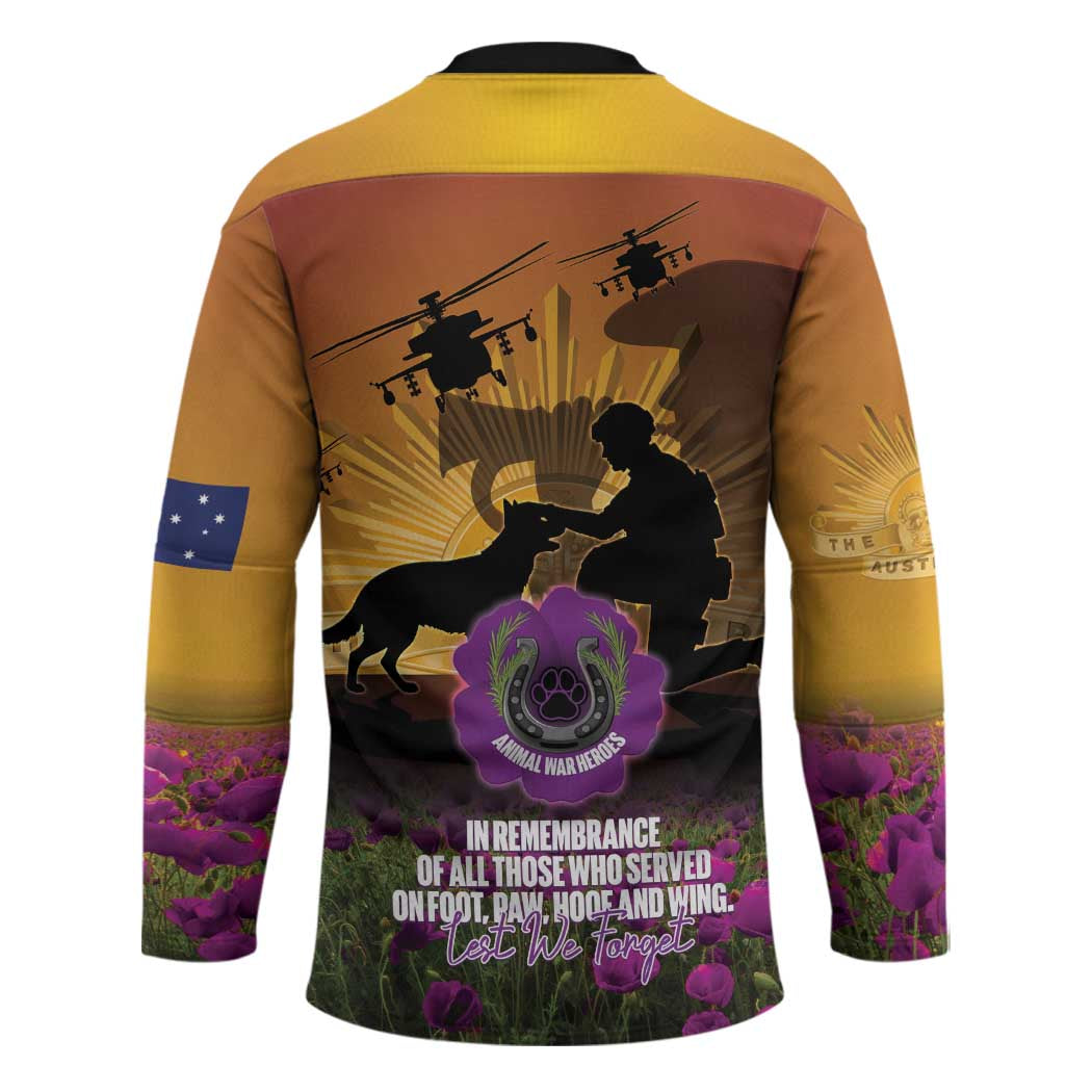 Animal War Heroes Australia ANZAC Day Hockey Jersey We Will Always Remember Them