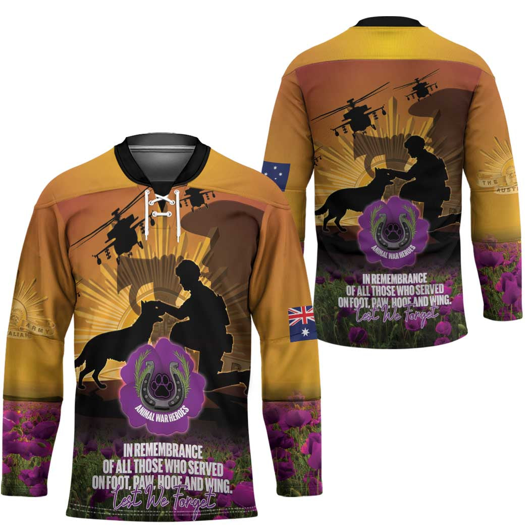 Animal War Heroes Australia ANZAC Day Hockey Jersey We Will Always Remember Them