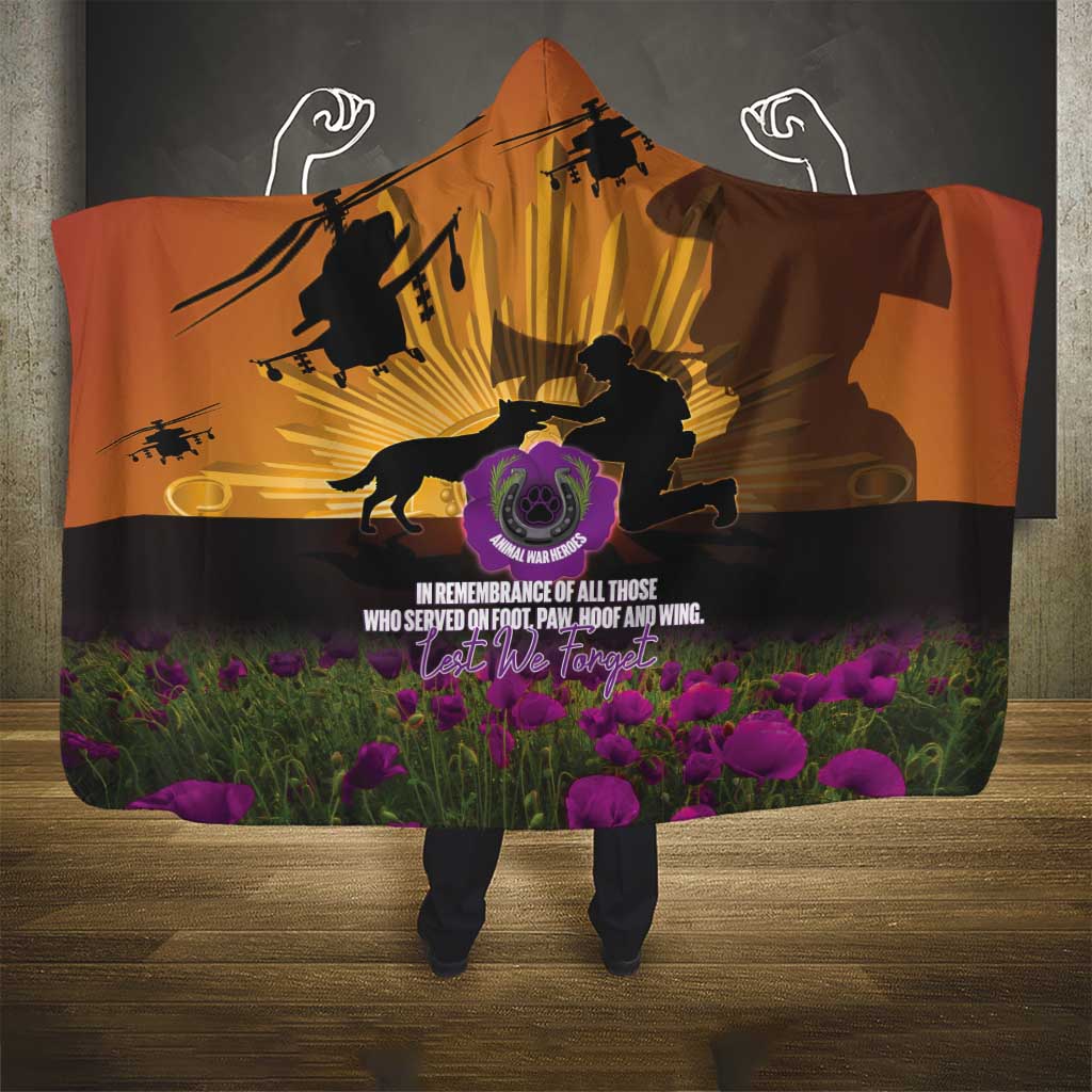 Animal War Heroes Australia ANZAC Day Hooded Blanket We Will Always Remember Them