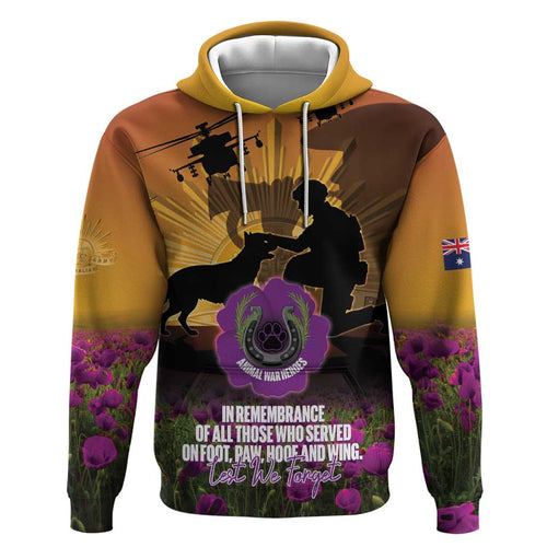 Animal War Heroes Australia ANZAC Day Hoodie We Will Always Remember Them