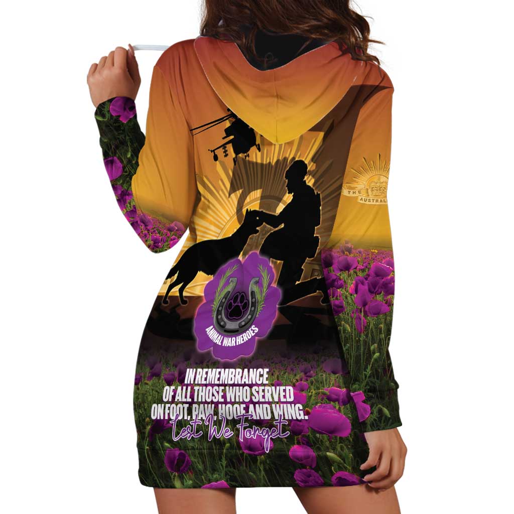 Animal War Heroes Australia ANZAC Day Hoodie Dress We Will Always Remember Them