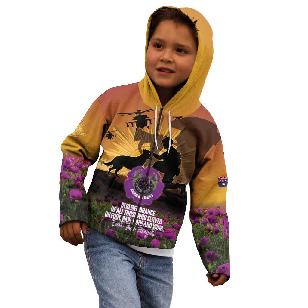 Animal War Heroes Australia ANZAC Day Kid Hoodie We Will Always Remember Them