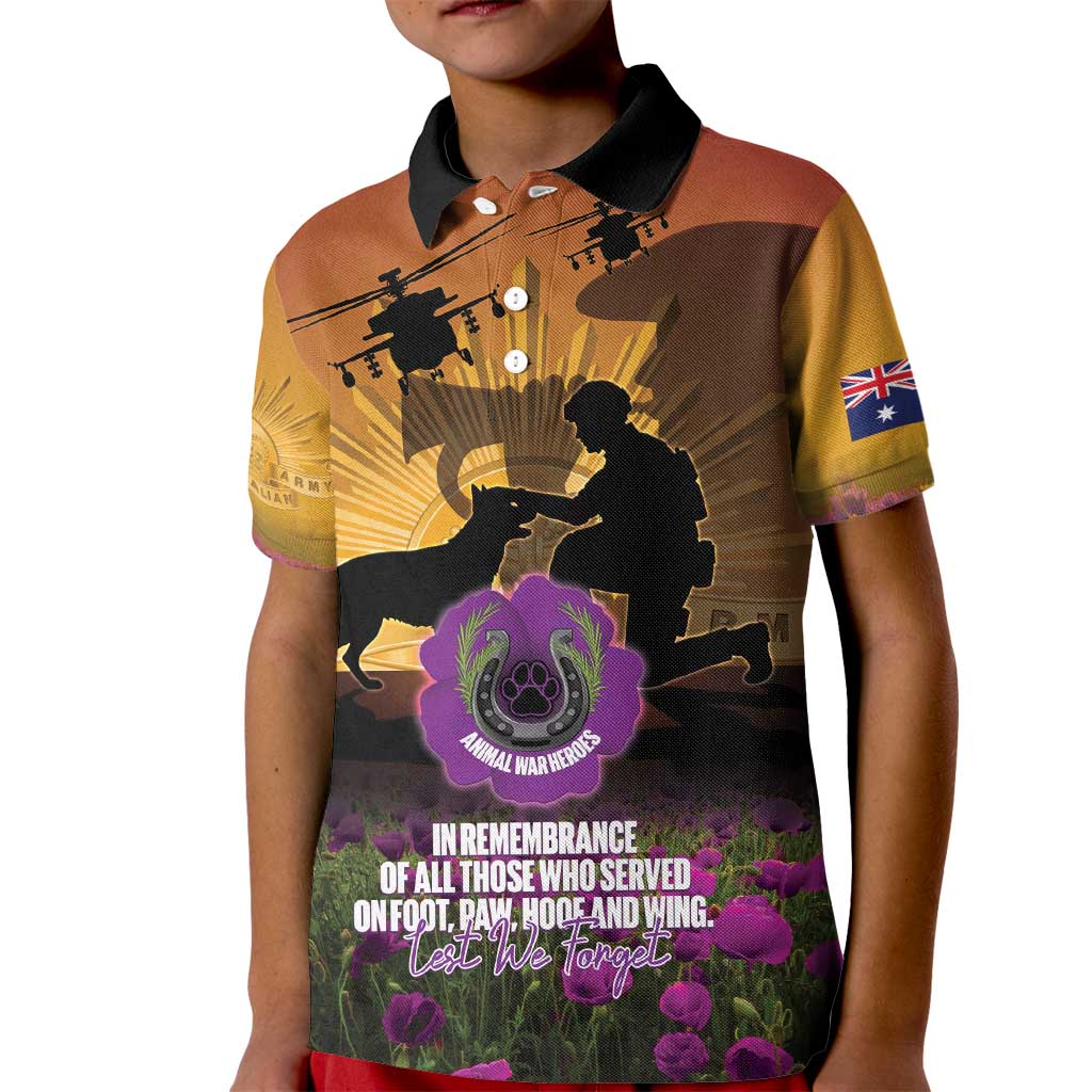 Animal War Heroes Australia ANZAC Day Kid Polo Shirt We Will Always Remember Them