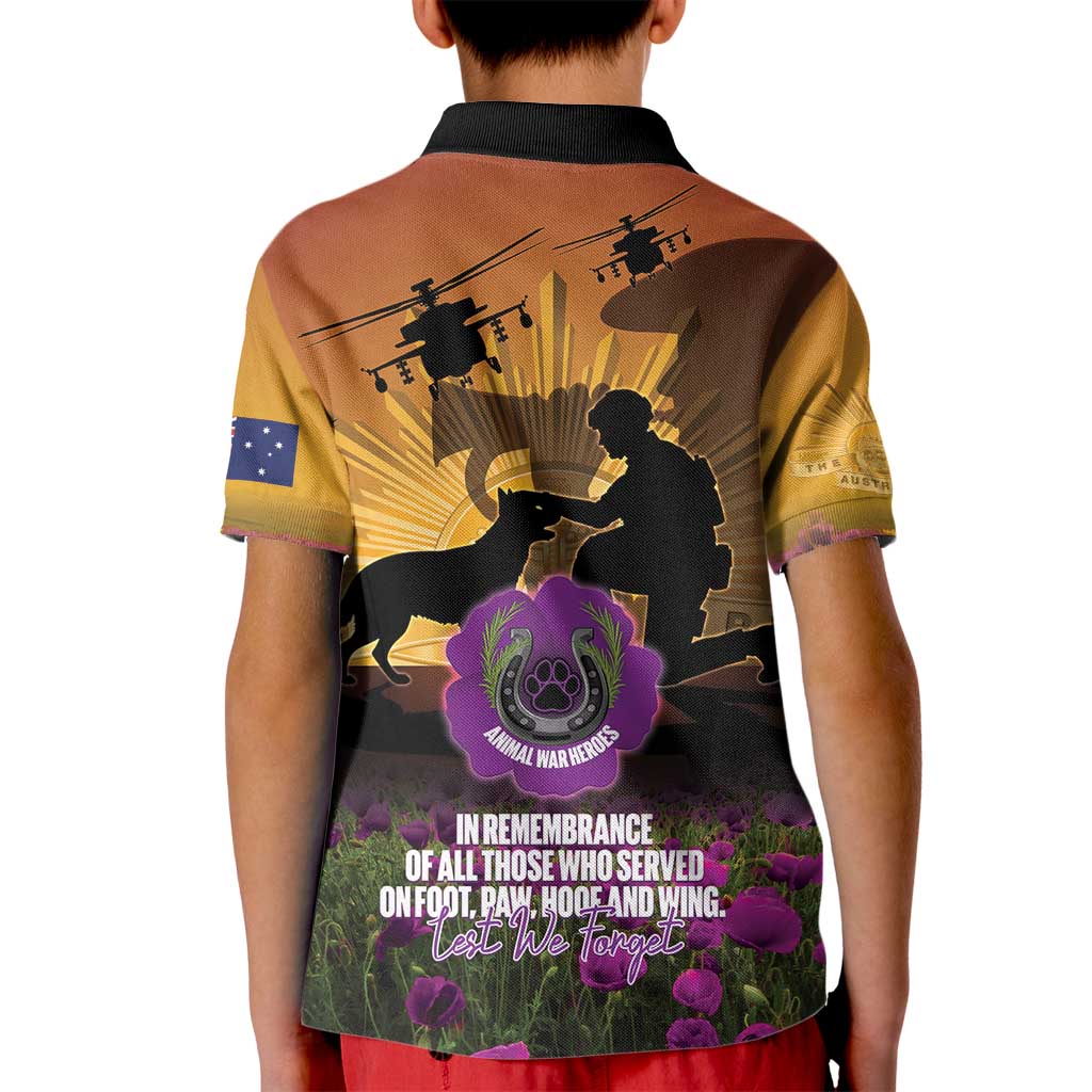 Animal War Heroes Australia ANZAC Day Kid Polo Shirt We Will Always Remember Them
