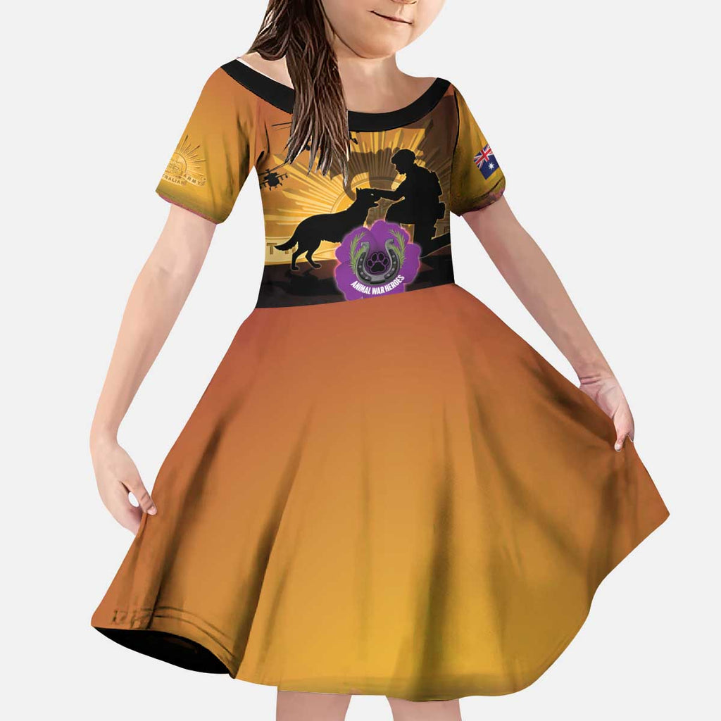 Animal War Heroes Australia ANZAC Day Kid Short Sleeve Dress We Will Always Remember Them