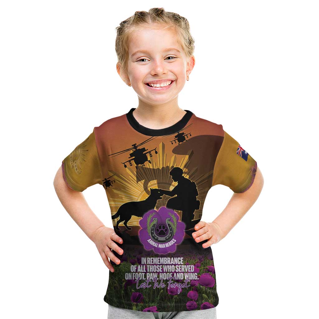 Animal War Heroes Australia ANZAC Day Kid T Shirt We Will Always Remember Them