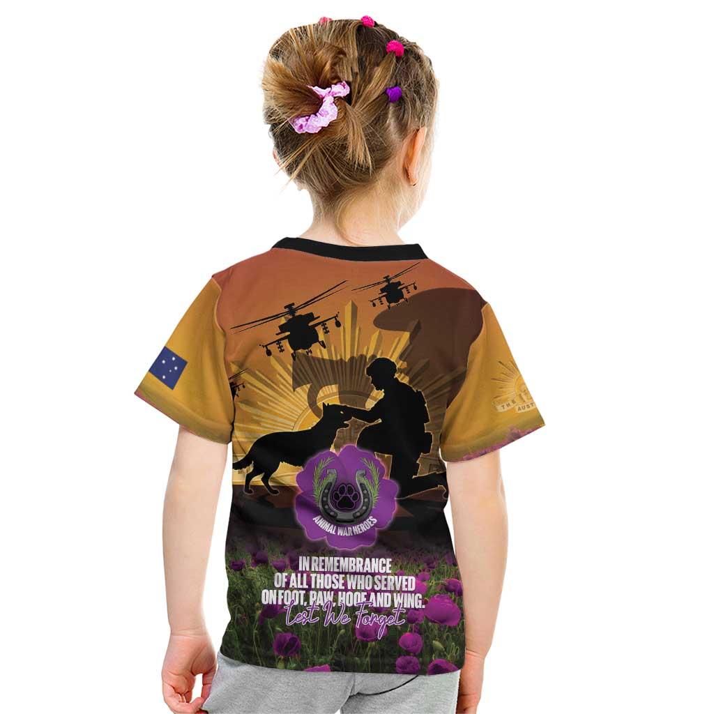 Animal War Heroes Australia ANZAC Day Kid T Shirt We Will Always Remember Them
