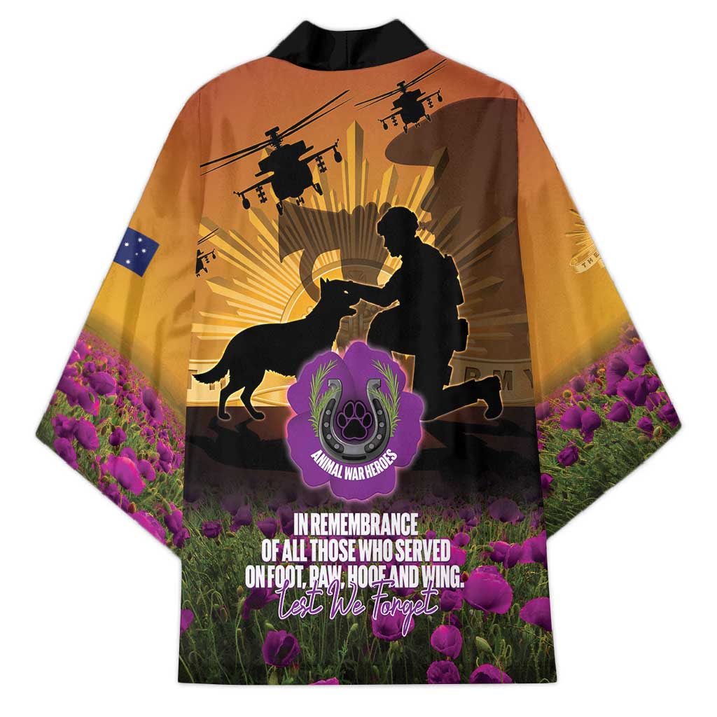 Animal War Heroes Australia ANZAC Day Kimono We Will Always Remember Them