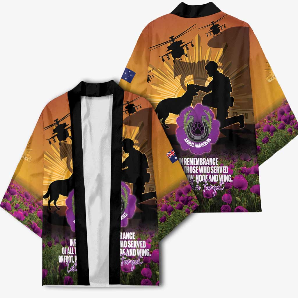Animal War Heroes Australia ANZAC Day Kimono We Will Always Remember Them