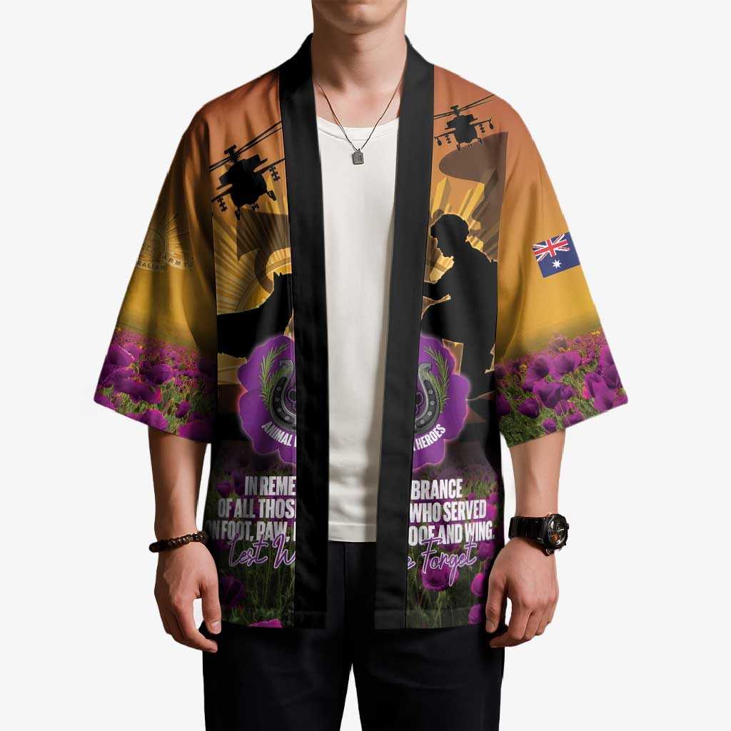 Animal War Heroes Australia ANZAC Day Kimono We Will Always Remember Them