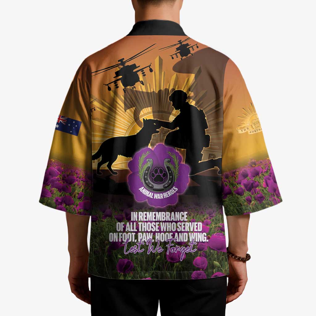 Animal War Heroes Australia ANZAC Day Kimono We Will Always Remember Them