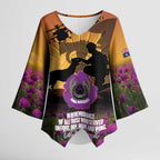 Animal War Heroes Australia ANZAC Day Kimono Sleeve Blouse We Will Always Remember Them