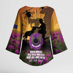 Animal War Heroes Australia ANZAC Day Kimono Sleeve Blouse We Will Always Remember Them