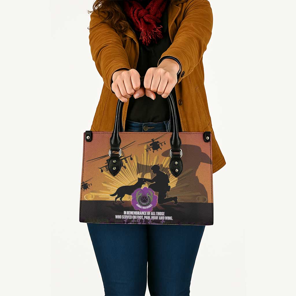 Animal War Heroes Australia ANZAC Day Leather Bag We Will Always Remember Them