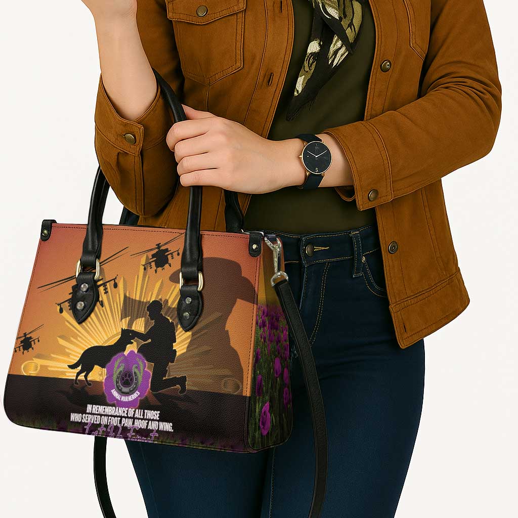 Animal War Heroes Australia ANZAC Day Leather Bag We Will Always Remember Them