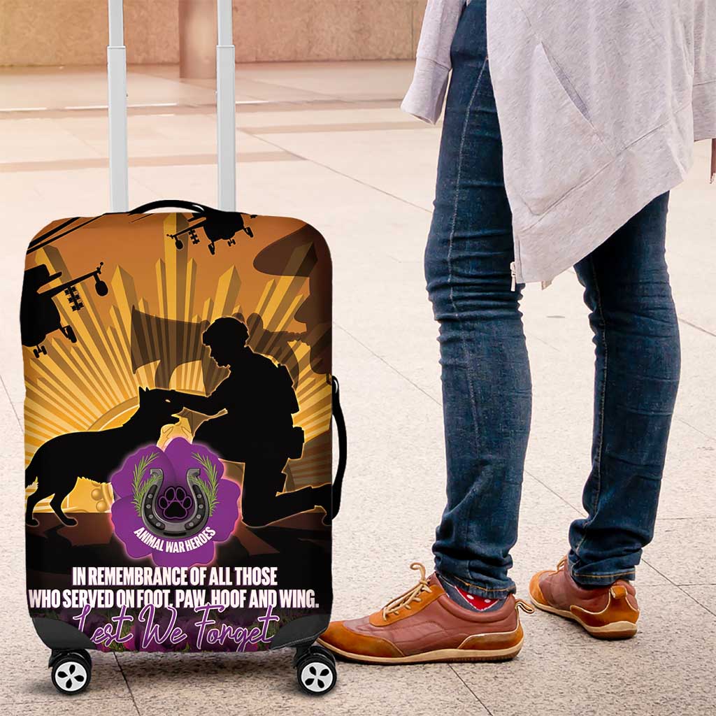 Animal War Heroes Australia ANZAC Day Luggage Cover We Will Always Remember Them