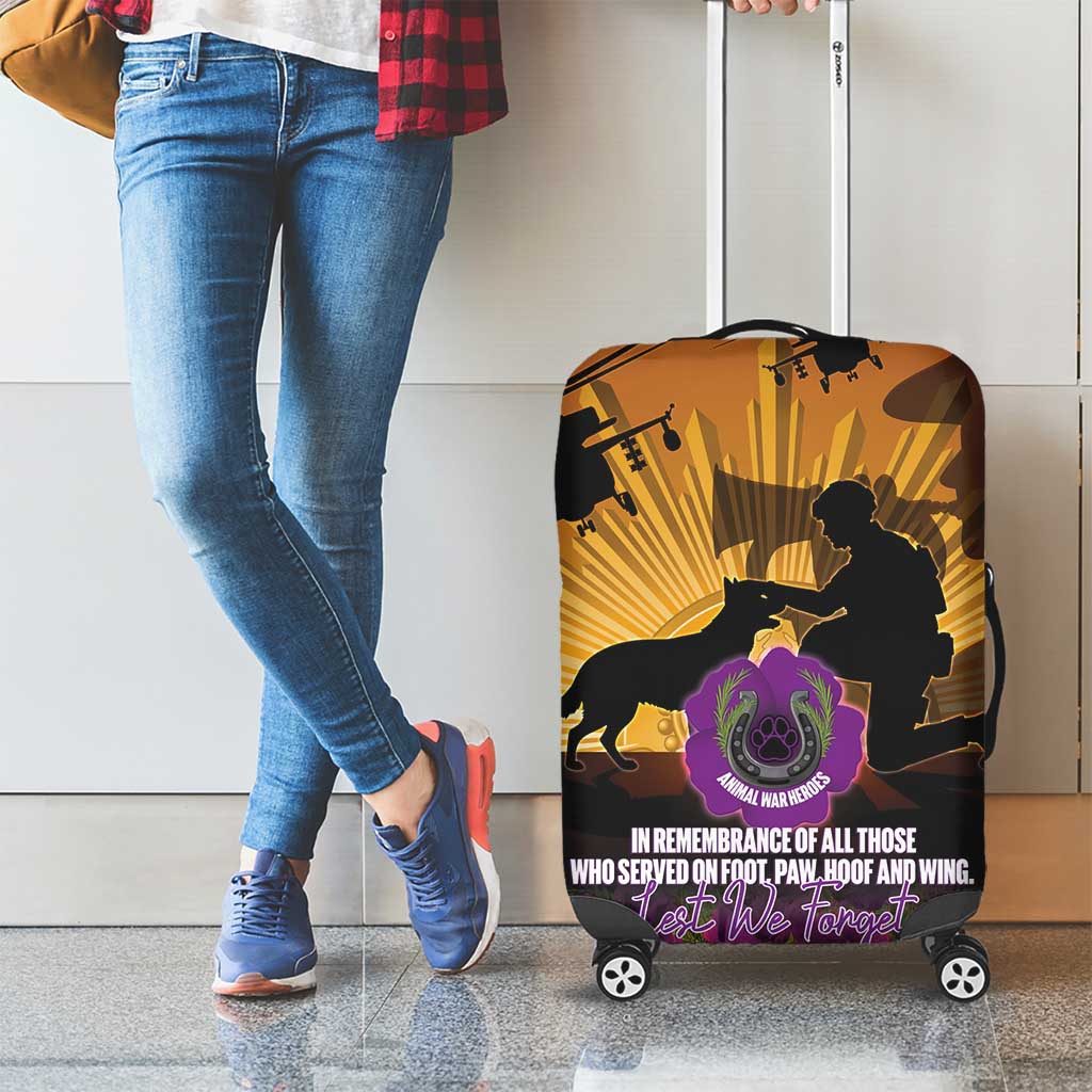 Animal War Heroes Australia ANZAC Day Luggage Cover We Will Always Remember Them