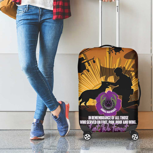 Animal War Heroes Australia ANZAC Day Luggage Cover We Will Always Remember Them