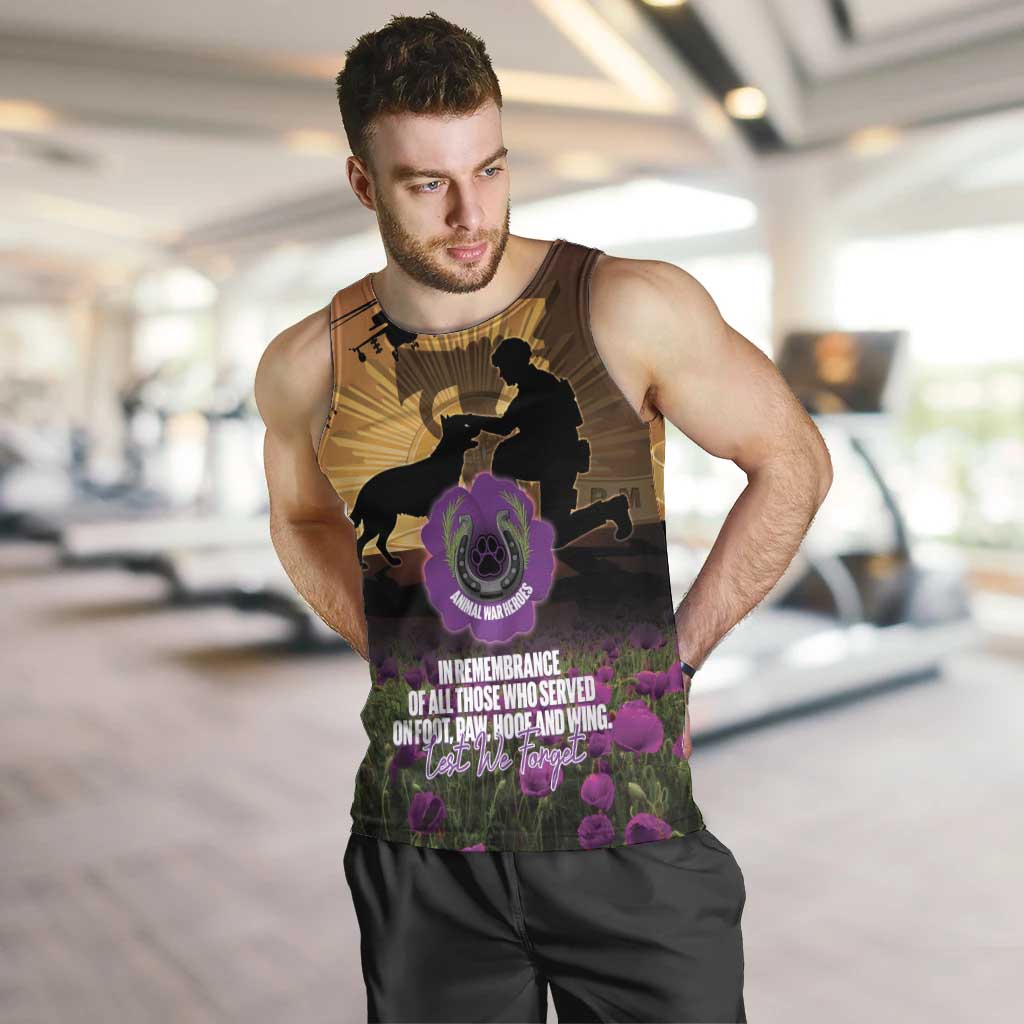 Animal War Heroes Australia ANZAC Day Men Tank Top We Will Always Remember Them