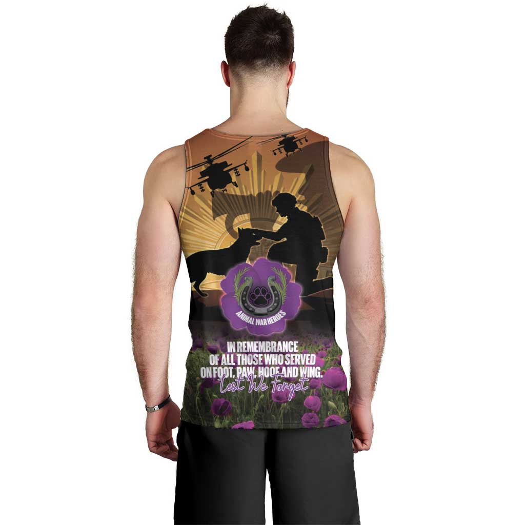 Animal War Heroes Australia ANZAC Day Men Tank Top We Will Always Remember Them