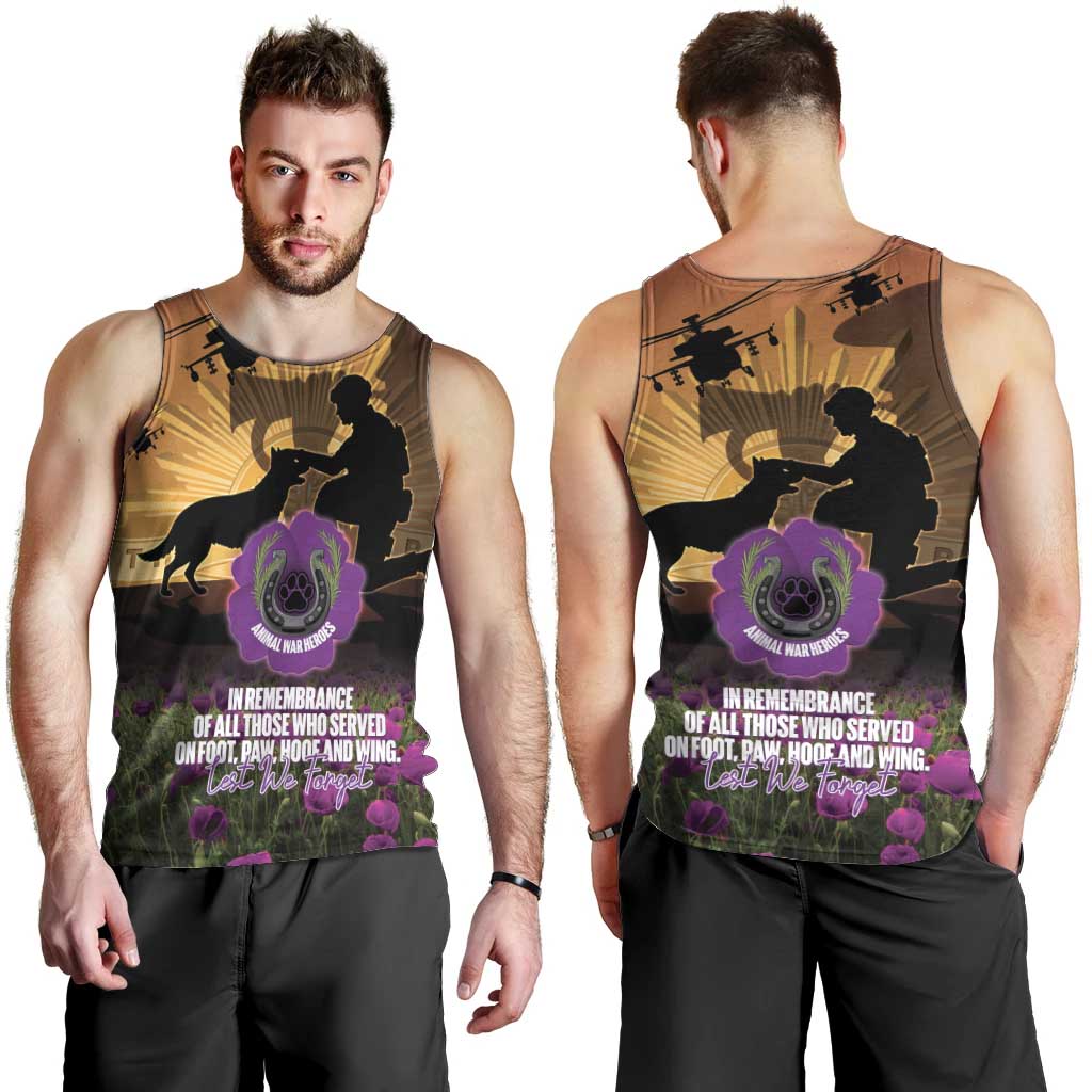 Animal War Heroes Australia ANZAC Day Men Tank Top We Will Always Remember Them