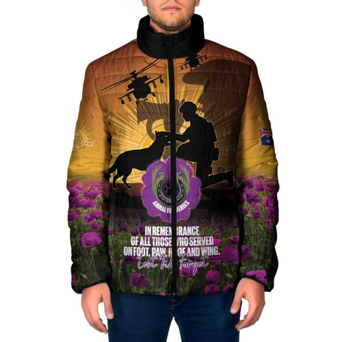 Animal War Heroes Australia ANZAC Day Padded Jacket We Will Always Remember Them