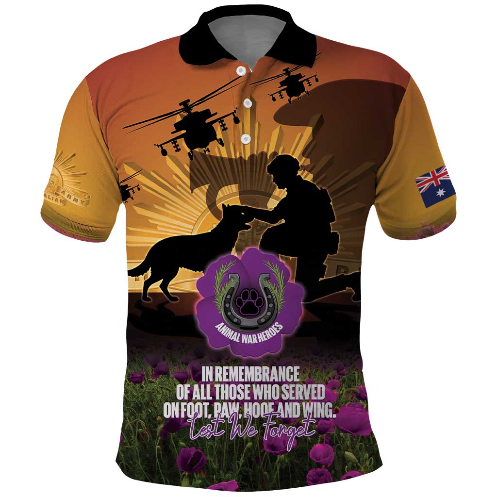 Animal War Heroes Australia ANZAC Day Polo Shirt We Will Always Remember Them