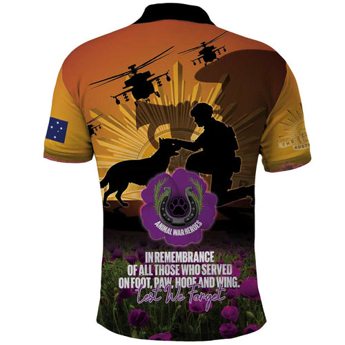 Animal War Heroes Australia ANZAC Day Polo Shirt We Will Always Remember Them