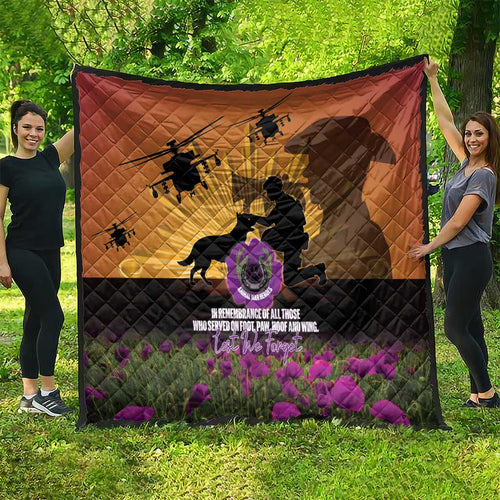 Animal War Heroes Australia ANZAC Day Quilt We Will Always Remember Them