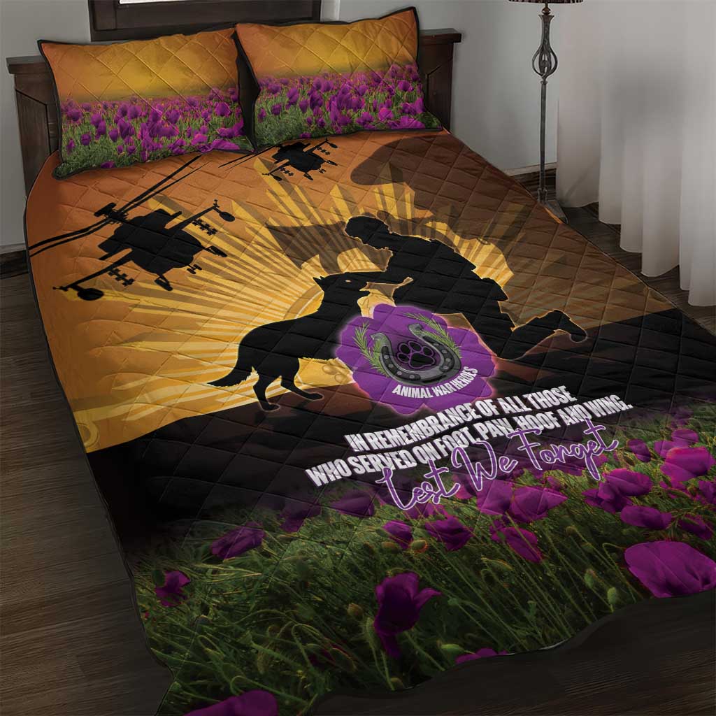 Animal War Heroes Australia ANZAC Day Quilt Bed Set We Will Always Remember Them