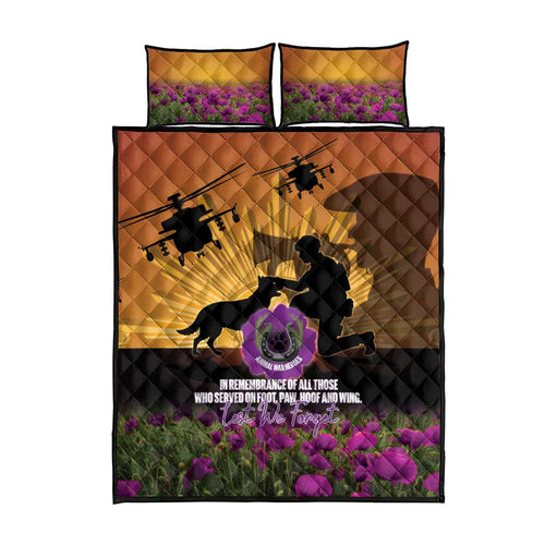 Animal War Heroes Australia ANZAC Day Quilt Bed Set We Will Always Remember Them