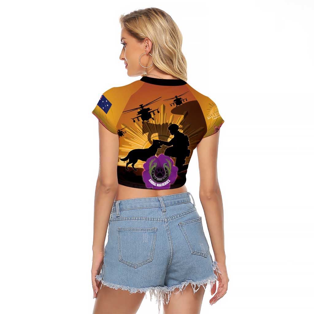 Animal War Heroes Australia ANZAC Day Raglan Cropped T Shirt We Will Always Remember Them