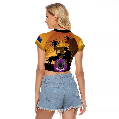 Animal War Heroes Australia ANZAC Day Raglan Cropped T Shirt We Will Always Remember Them