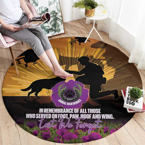 Animal War Heroes Australia ANZAC Day Round Carpet We Will Always Remember Them