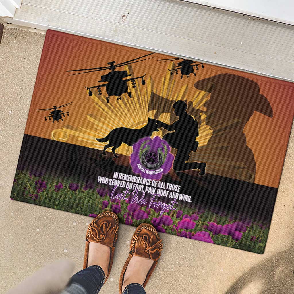 Animal War Heroes Australia ANZAC Day Rubber Doormat We Will Always Remember Them