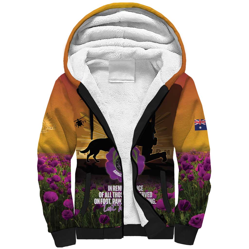 Animal War Heroes Australia ANZAC Day Sherpa Hoodie We Will Always Remember Them