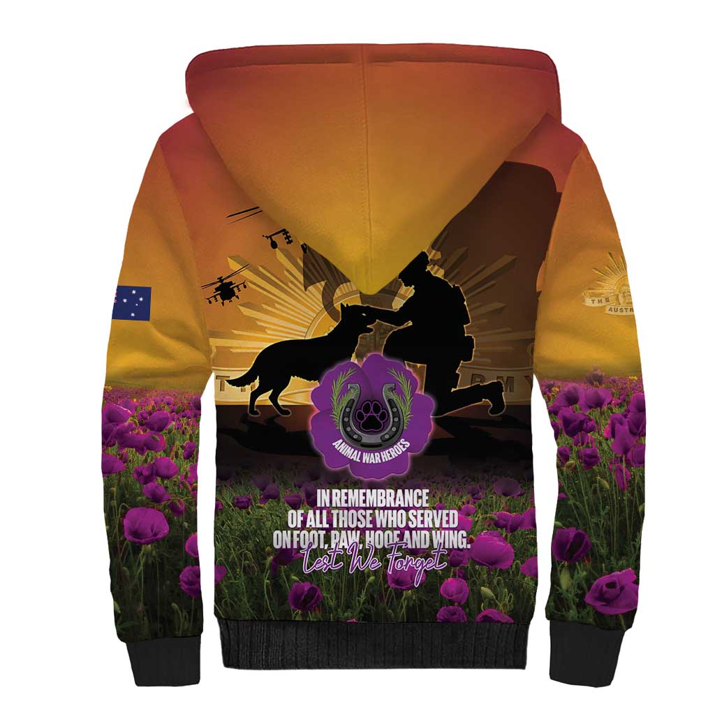 Animal War Heroes Australia ANZAC Day Sherpa Hoodie We Will Always Remember Them